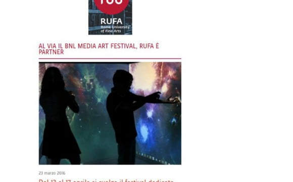 Al via il BNL Media Art Festival, Rufa è partner