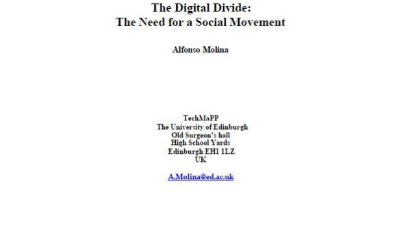 The Digital Divide: The Need for a Social Movement