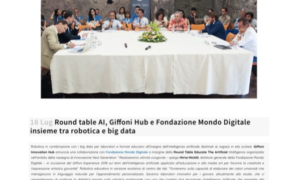 Round Table AI, Giffoni Hub e Fondazione Mondo Digitale insieme tra robotica e big data