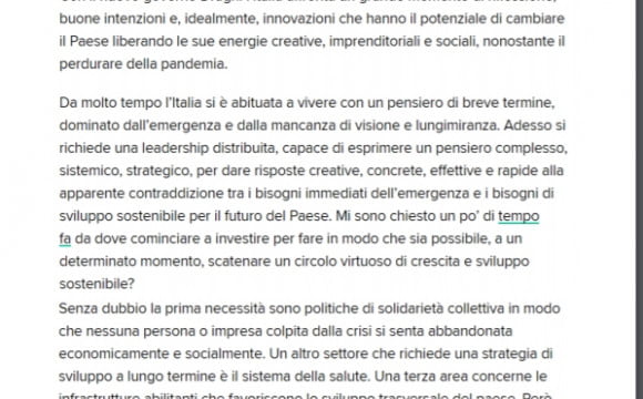 Piano post-Covid: leadership collettiva distribuita e giovani