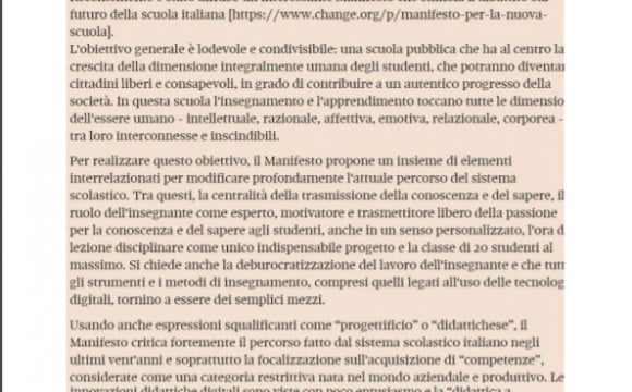 Un Manifesto per la nuova scuola